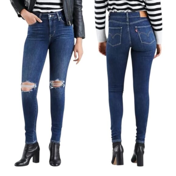 Levi’s 721 High Rise Skinny Jeans Size 28 Indigo Luna Dark Wash - Picture 1 of 14